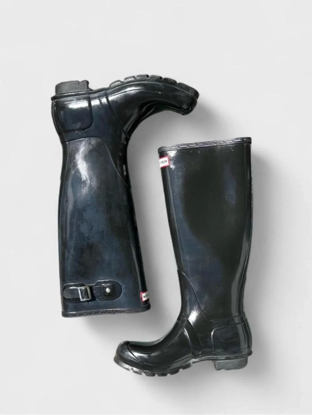 Hunter Original Tall Gloss Rain Boots Black - 8